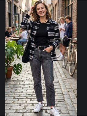 American Vintage Black and White Striped Shirt